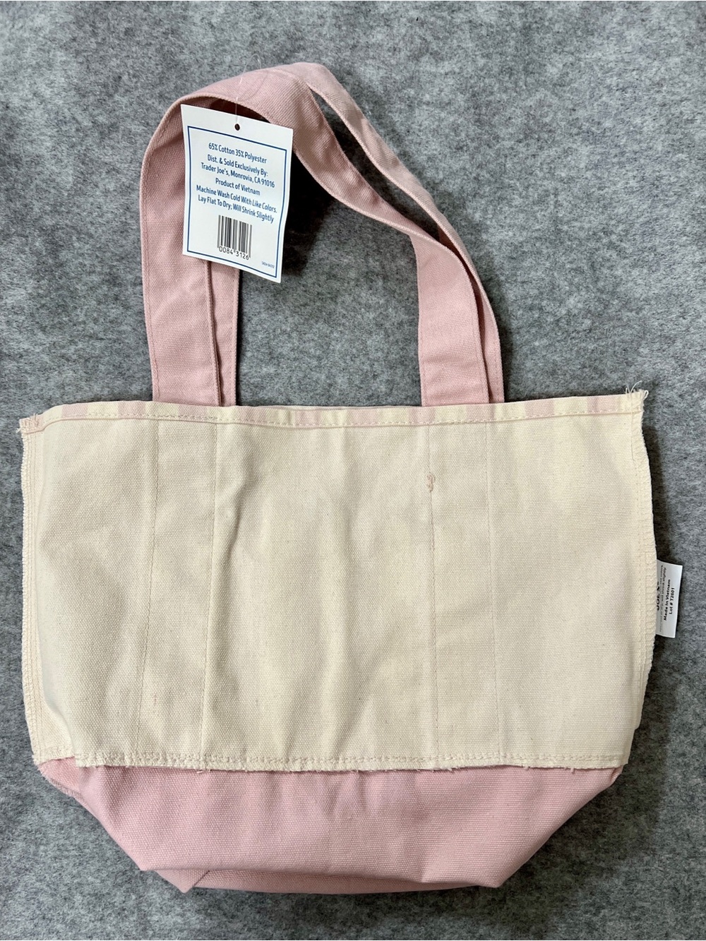Trader Joe's Pink Stripe Canvas Mini Tote Bag NWT - Picture 11 of 11